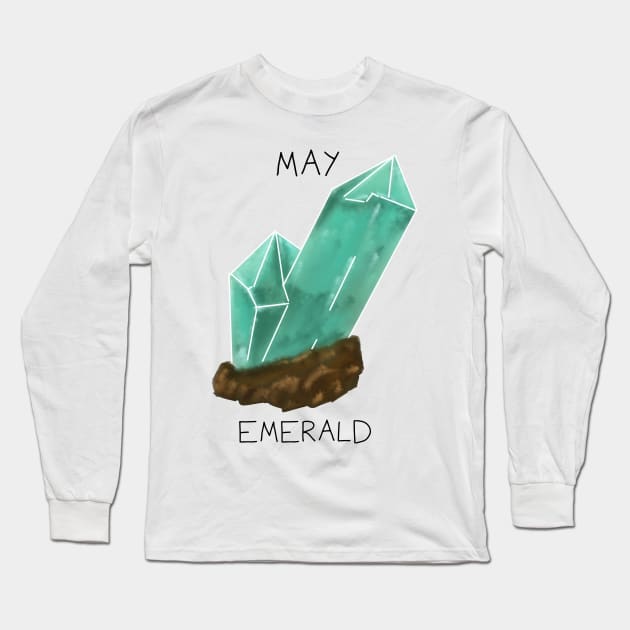 Emerald Crystal May Birthstone Long Sleeve T-Shirt by DesignsBySaxton